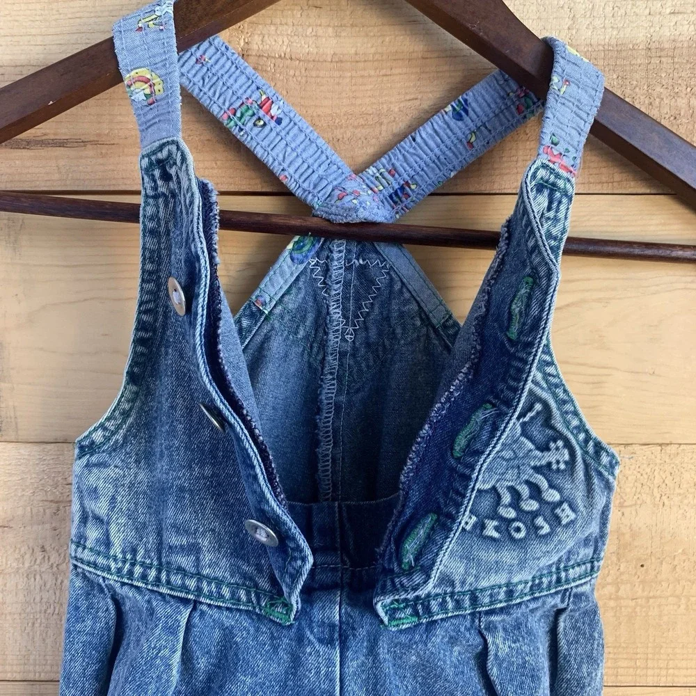 VTG RARE Oshkosh Vestbak Bubble Overalls 12mo Open Button Front Embossed 3D Logo
